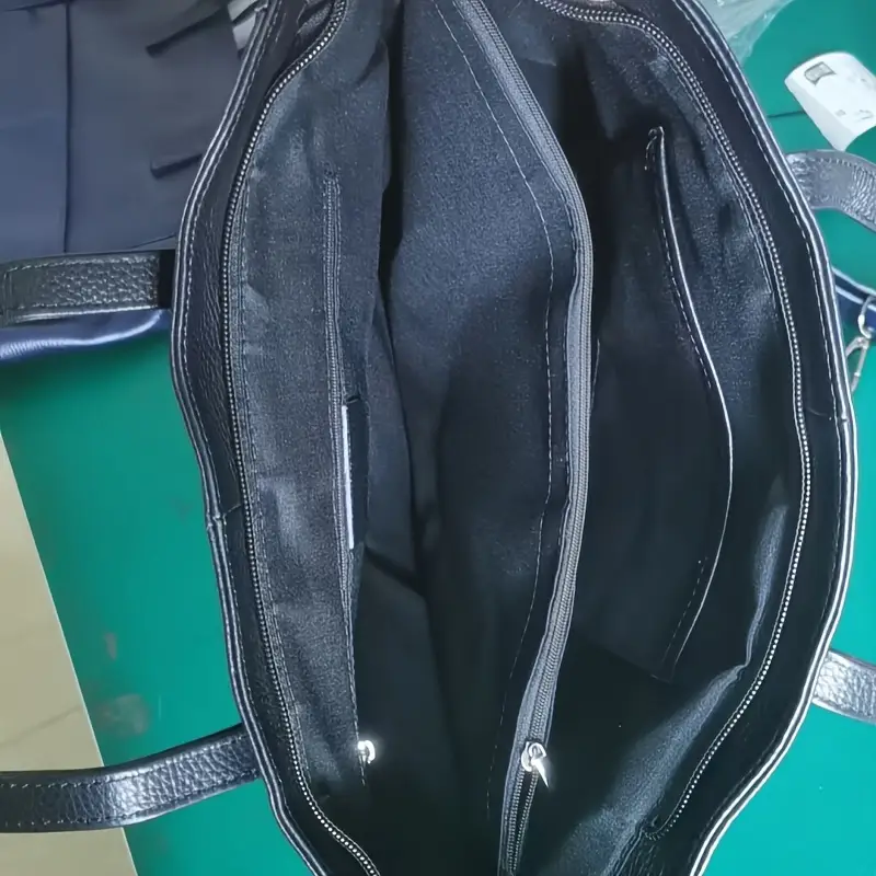 solid color tote bag for women large capacity fashionable shoulder bag with adjustable strap single shoulder crossbody zippered handbag Product details 6