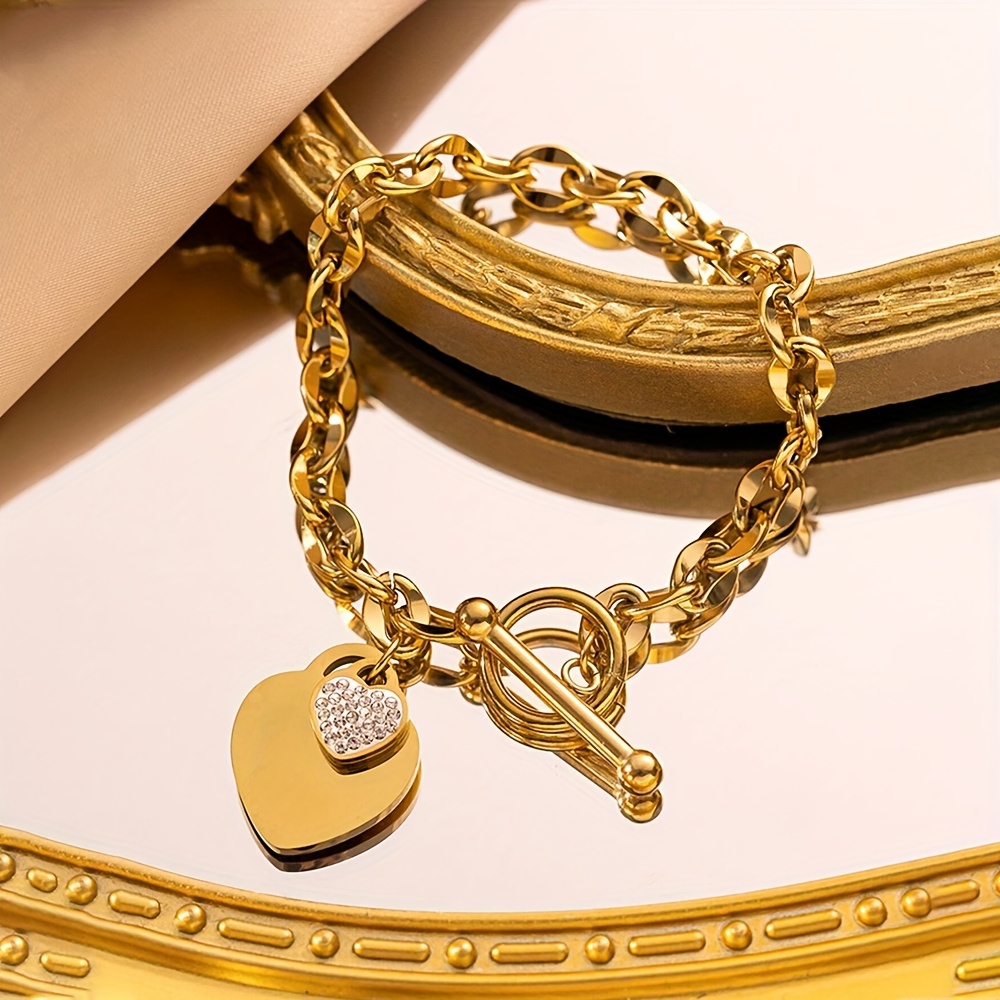 Heart Clasp Bracelet for Women with CZ - Casual Style Accessory
