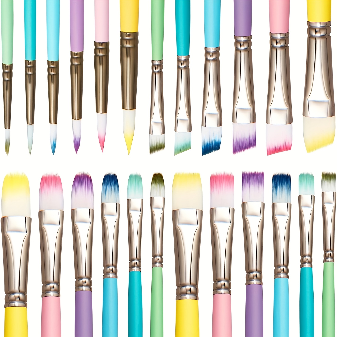 6pcs Macaroon Colour Paint Brush Set, Various Shapes & Sizes