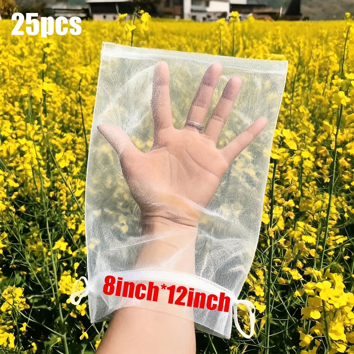 TEMU Gift For Her/him 25pcs Pack 25pcs 8"x12" White Organza & Gauze Drawstring Gift Pouches Suitable For Wedding Favors, Candy, Jewelry Packaging,
