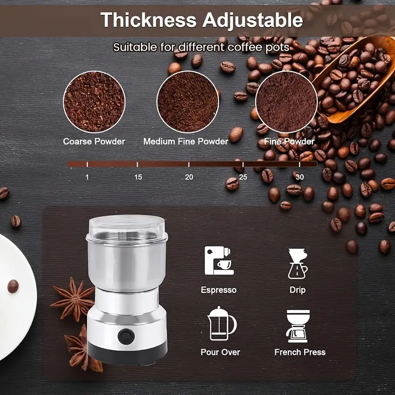 electric coffee grinder suitable for coffee beans spices and more quick grinding european plug stainless steel home or dorm use durable appliance Product details 3