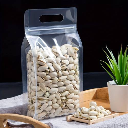 24 48 pack transparent food storage bags with zipper closure airtight reusable plastic kitchen bags for snacks candy 7x11 inch fridge freezer safe high quality reusable food storage bags snack organization clear visibility design