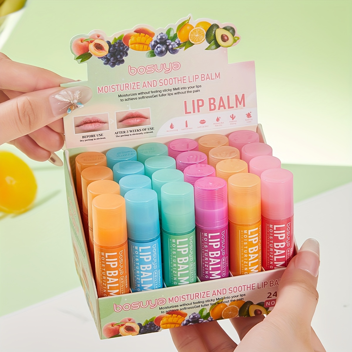 24pcs 6 kinds of fruit flavored lip gloss   lipstick party supplies gifts lipstick moisturizing and keeping lips hydrated throughout   lasting moisturizing and   lip mask valentines day gifts party supplies