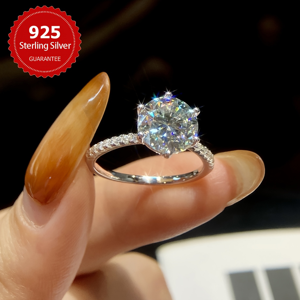 3CT Moissanite Engagement Ring S925 Sterling Silver Promise Eternal Ring