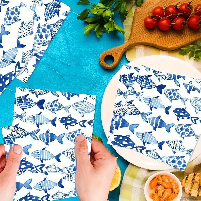 E-shop 40 Stück Blaue Wal-Muster Einweg-Papierservietten - Hochwertige Partyzubehör für Geburtstage, Picknicks und Feiertagsdekorationen von DESIGN