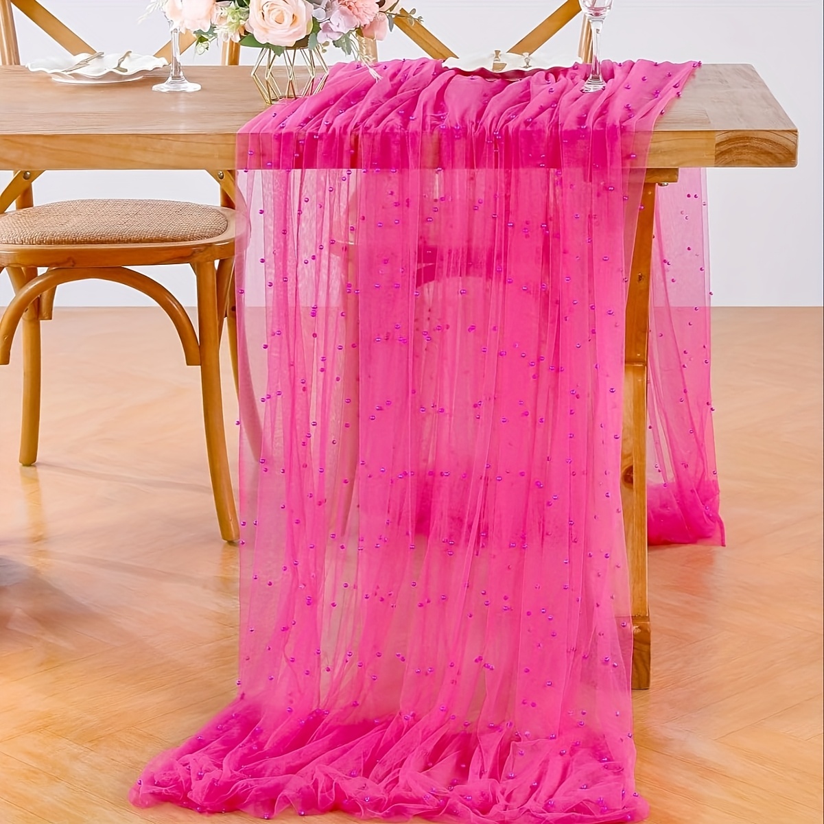 E-shop 1 Stück Bohemian Rustic Style Polyester Tischläufer, 100% Polyester Gewebter Rechteckiger Tischfahne mit Glitzerakkorden, Einfarbiges