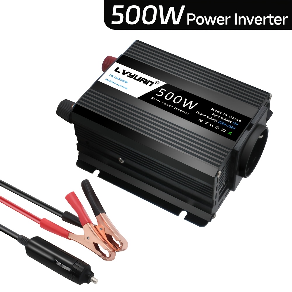 Lvyuan 500w/750w/1500w () Power Converter (12v To 230v/240v Ac, With Led Display), Equipped With 2 Uk-style Sockets And 2 Usb Ports, Suitable For Car Camping, Rvs, Boats, And Home-use Trucks.