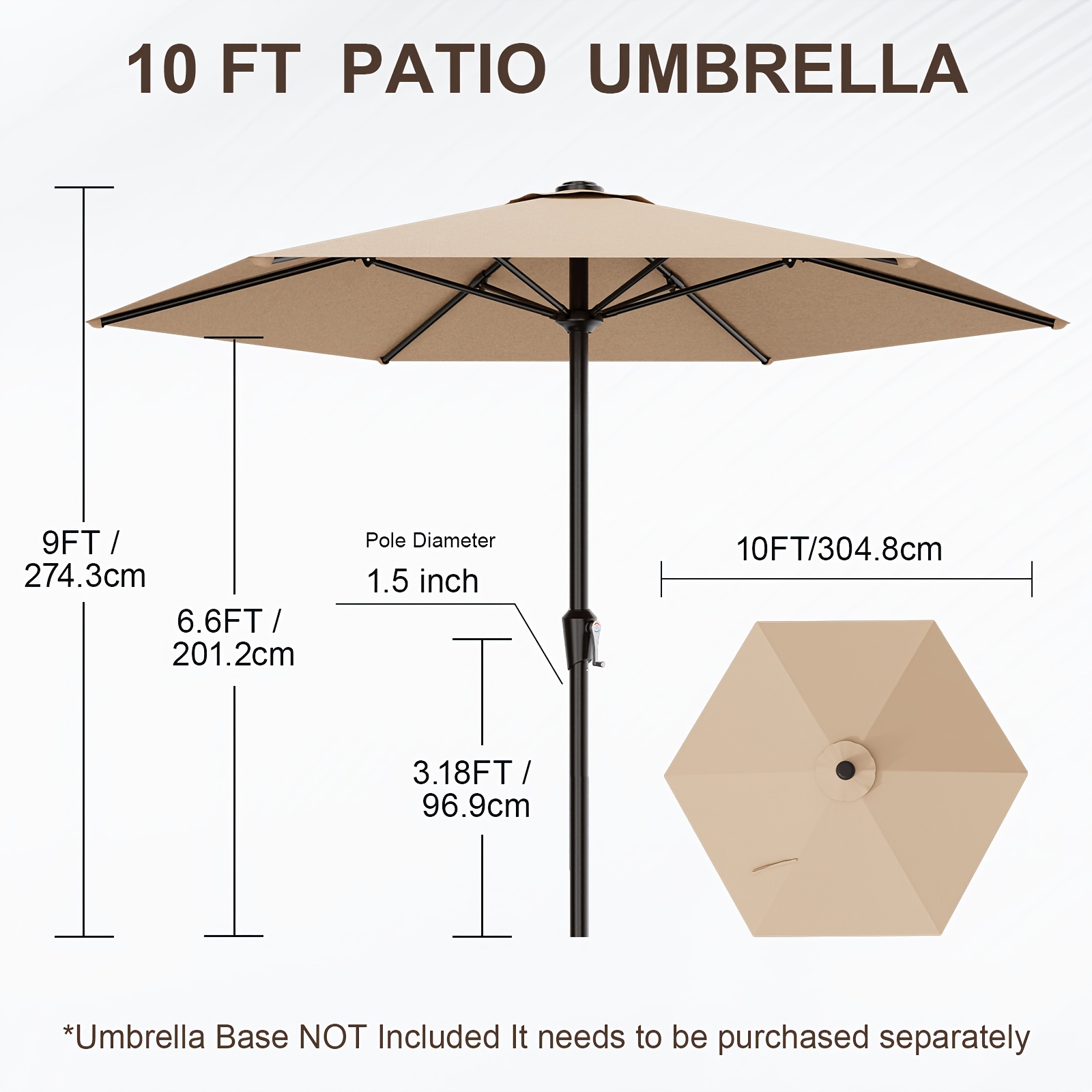 10ft outdoor patio umbrella umbrella button - Temu
