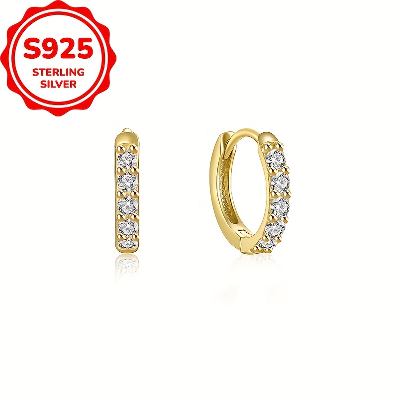 TEMU 1 Pair Of S925 Sterling Silvery Light Luxury Elegant Earrings, Trendy Minimalist , Simple Instagram- Ear Cartilage Studs, Gentle And Fresh,