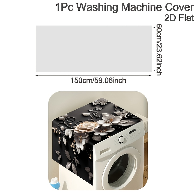 TEMU 2d Flat, 1pc Washing Machine Cover & Countertop Mat Suitable For Fridge, Microwave, Dryer, Washing Machine Cover With Camellia/rose, Durable