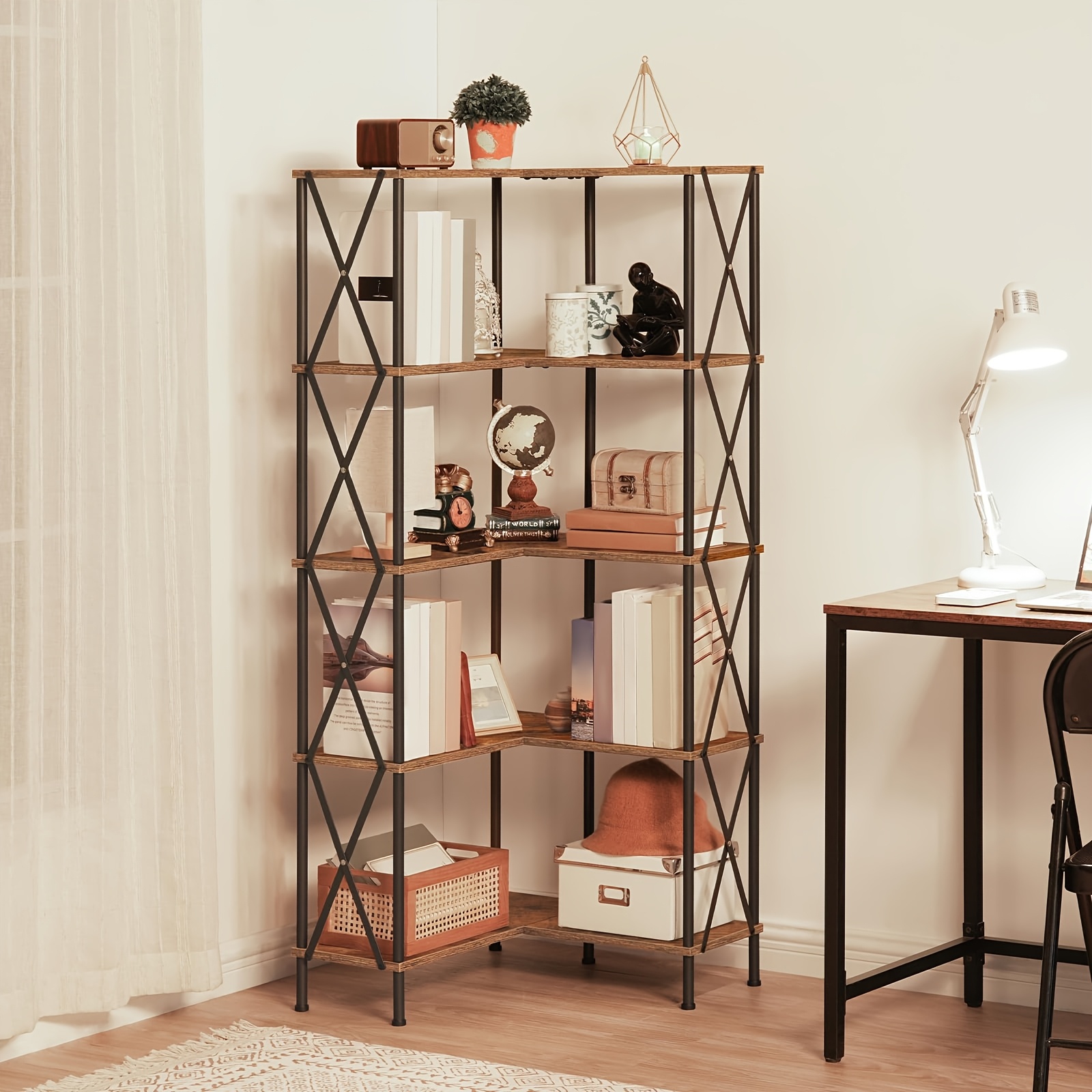 TEMU a ripiani, grande scaffale angolare industriale, design a forma di L, di stoccaggio, ripiano angolare inferiore, adatta per soggiorno, camera da