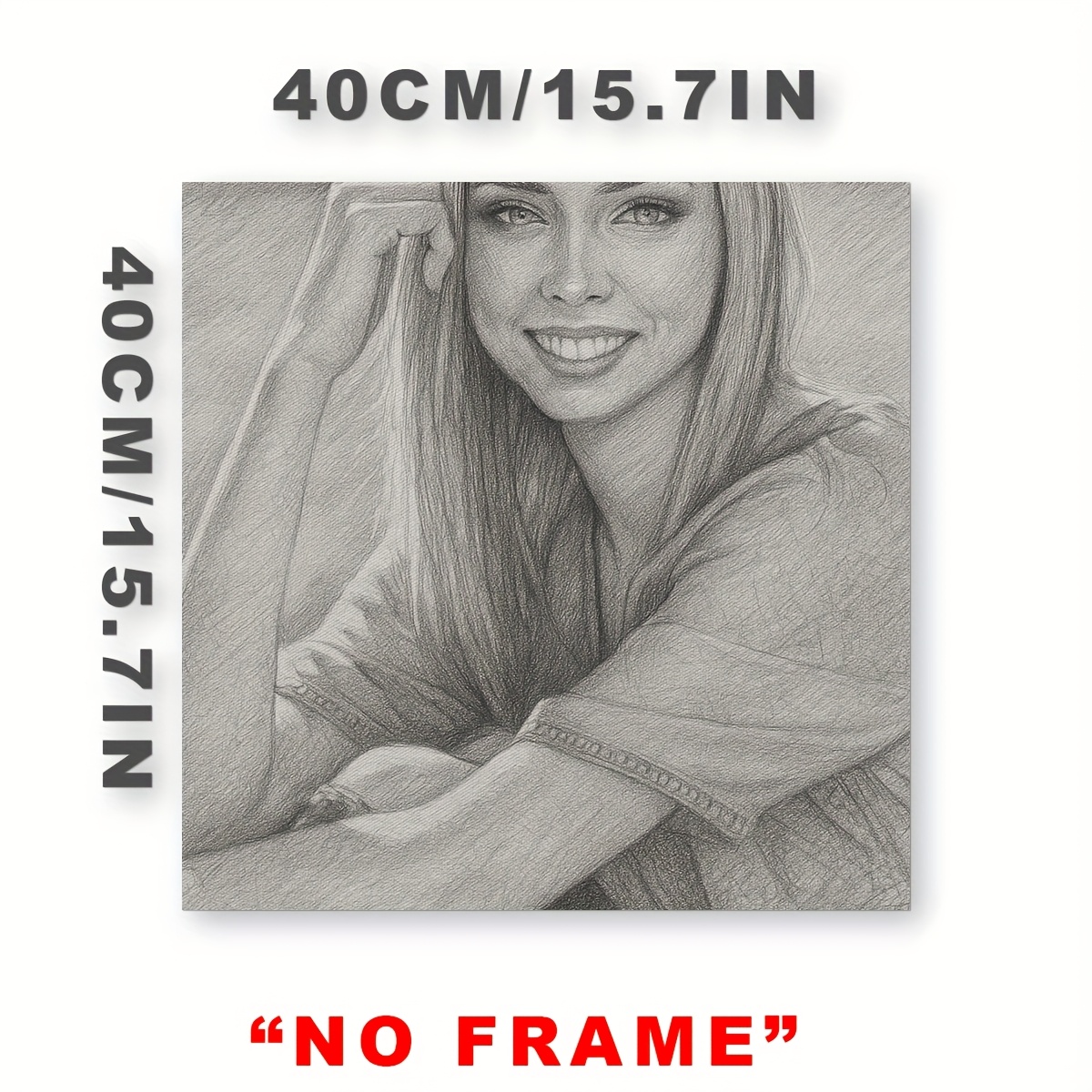 TEMU 2d Flat, 2d Flat, Personalized Custom Sketch Portrait Art - Custom Sketch, Unframed 2d Black And White Line Drawing, Suitable For Home, Office,