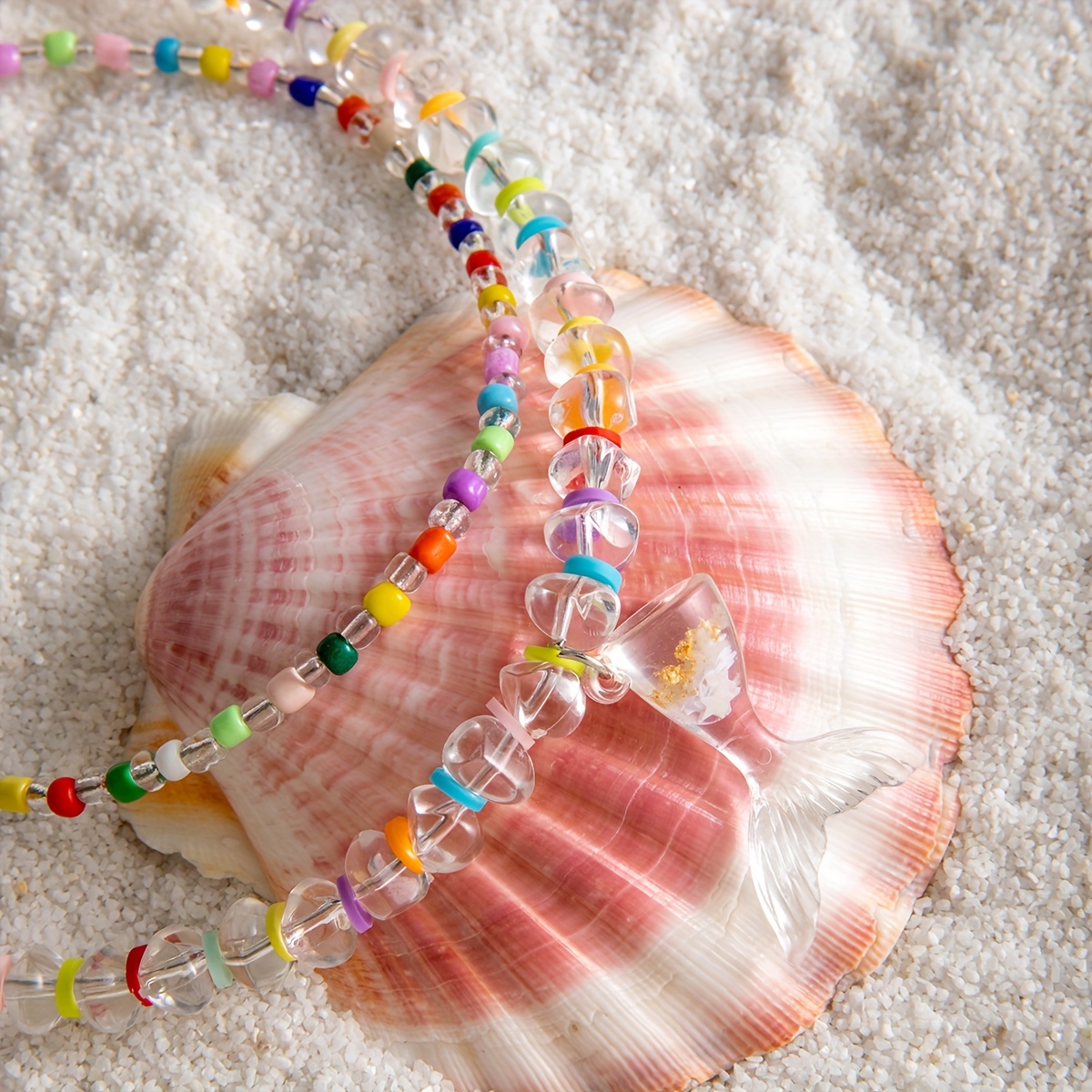 Bohemian Multicolor Beaded Fish Tail Pendant Jewelry Set