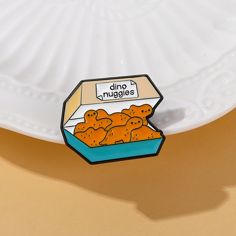 TEMU Dino Nuggets Enamel Brooch Decorative Brooches Ornaments Lapel Bag Badges Jewelry Gifts