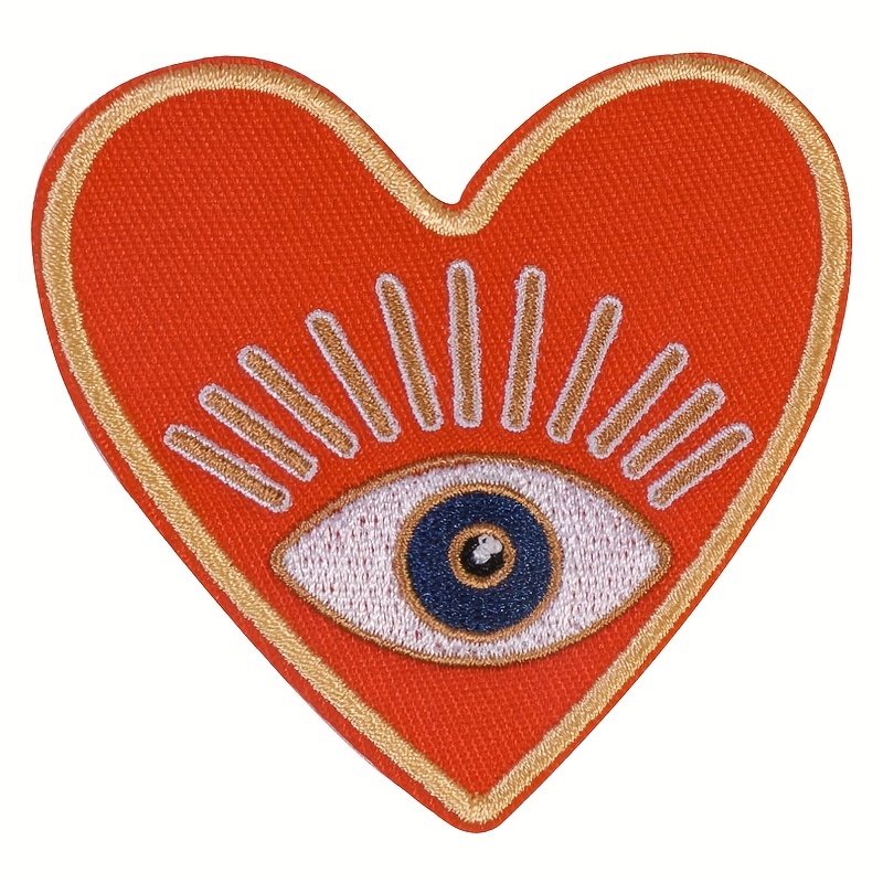 E-shop Ein herzförmiger, bestickter Aufnäher mit freundlichen Augen, geeignet für Kleidung, Hüte, Jacken, Hosen und Manteldekorationen