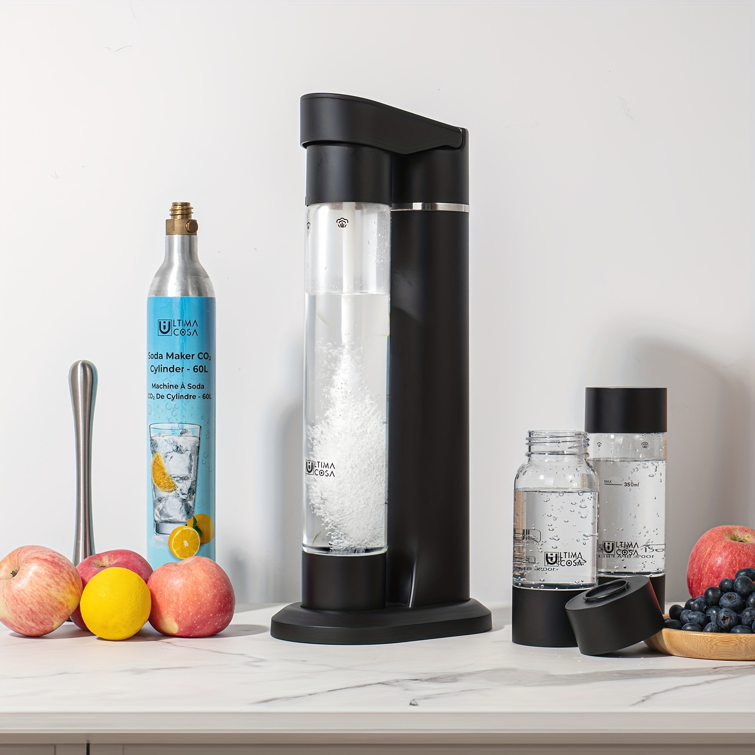 

Sparkling Water Soda Maker With Co2 Cylinder - Home Fizzy Drink Water Machine - Make Homemade Sparkle Water, Juice, Coffee, With Fruit