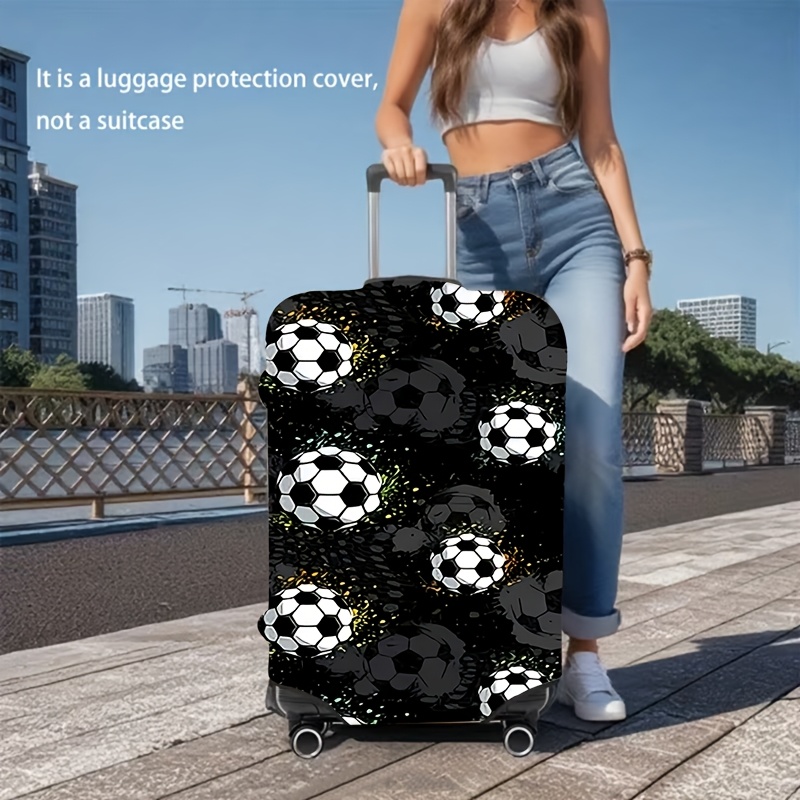 TEMU 1pc Soccer Pattern Luggage Cover, Dustproof Elastic Travel Accessory For Spinner Luggage - Cover Only, Suitcase Not Included, Elastic Luggage