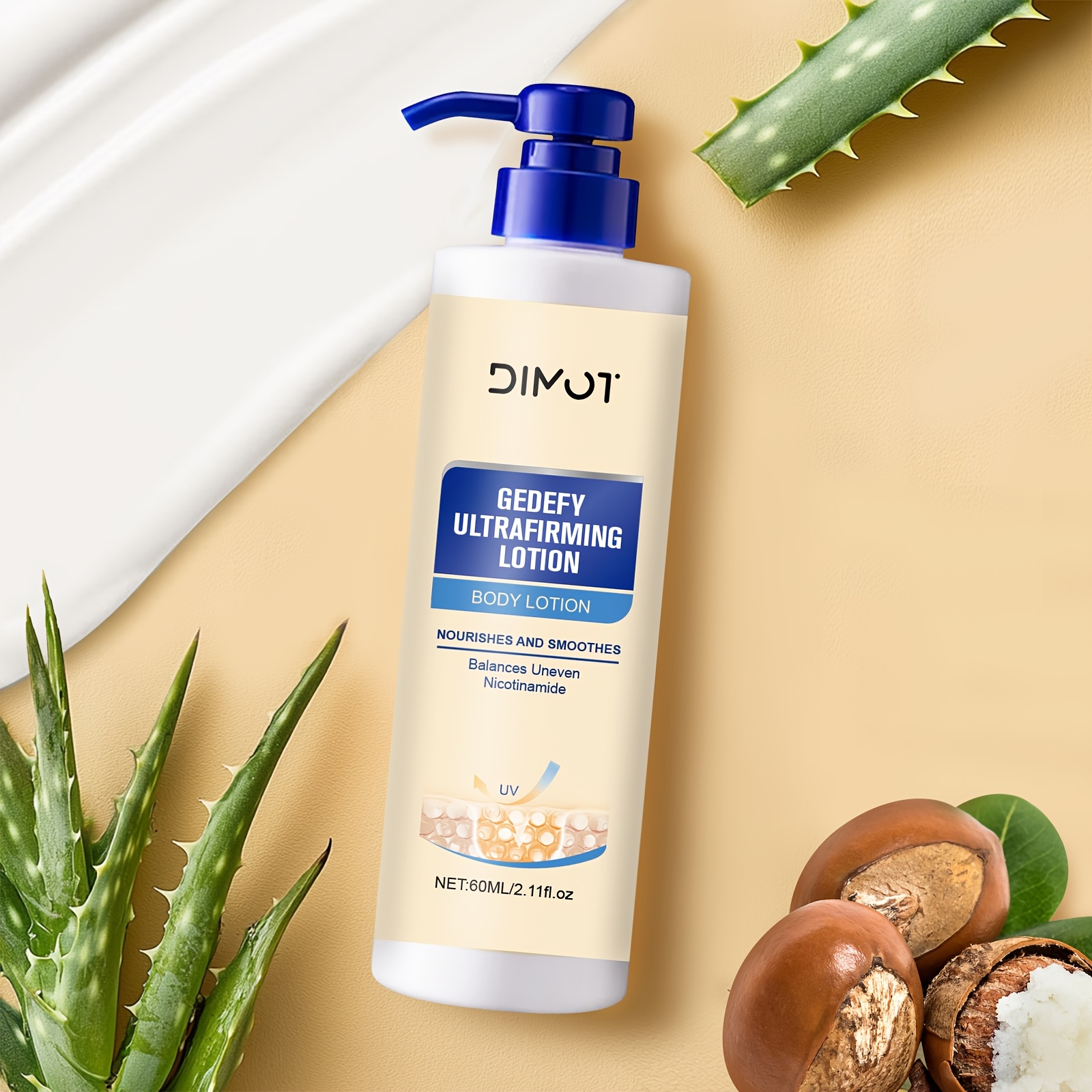 DIMOT 60ml Ultrafirming i Lifting Losion za Tijelo - Bez Mirisa, Bez Alkohola, Dnevna i Noćna Hidratacija za Sve Tipove Svijetlo Bež Kože, Ugladi Sitne Linije, Povećava Elastičnost, Vlaži, Elegantno Pakiranje, Premium Njega Kože, Ženska Njega, Rutina Njege, Moderna Njega, Formula bez Alkohola