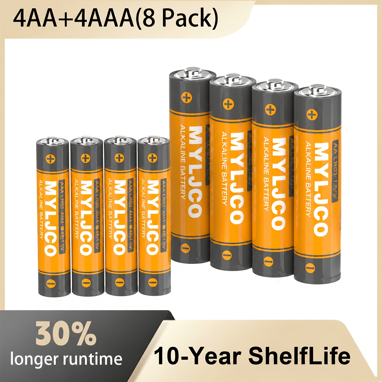 TEMU Lot de 48/24/16/8 piles alcalines AA et AAA, 1,5 V, piles durables, adaptées aux appareils ménagers et de bureau, avec une durée de conservation