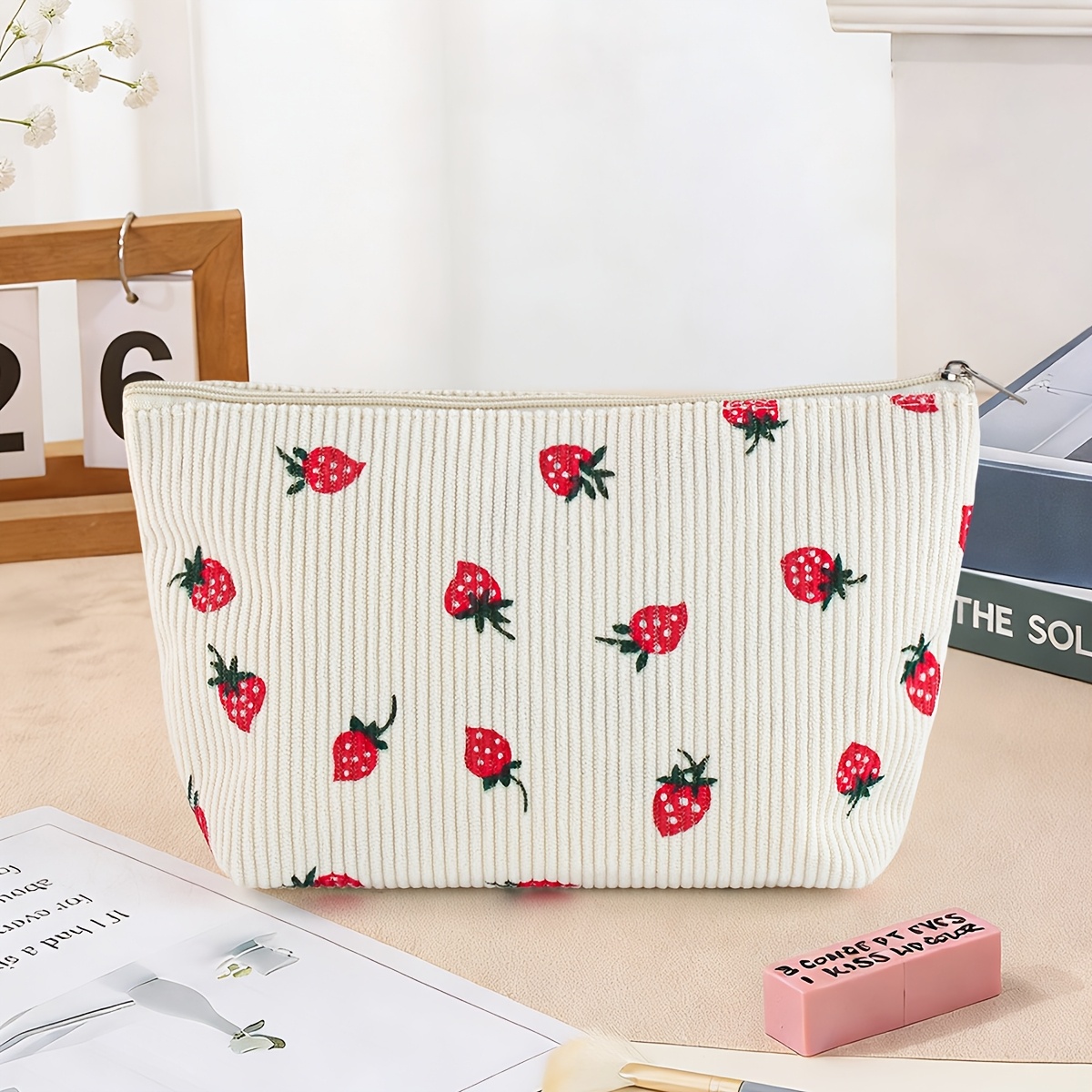 Fashion Wash Bag Corduroy Cute Printed Storage Bag