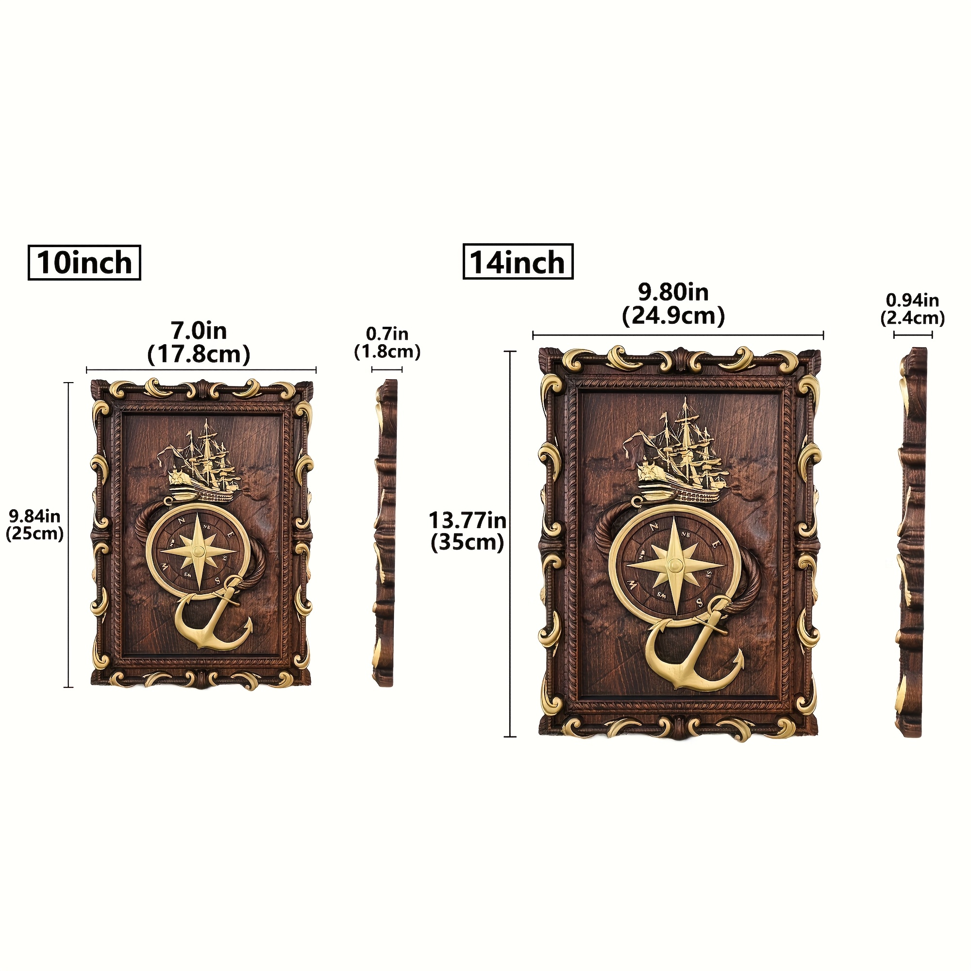 Handcrafted 3D Vintage Nautical Solid Wood Relief Wall Hanging