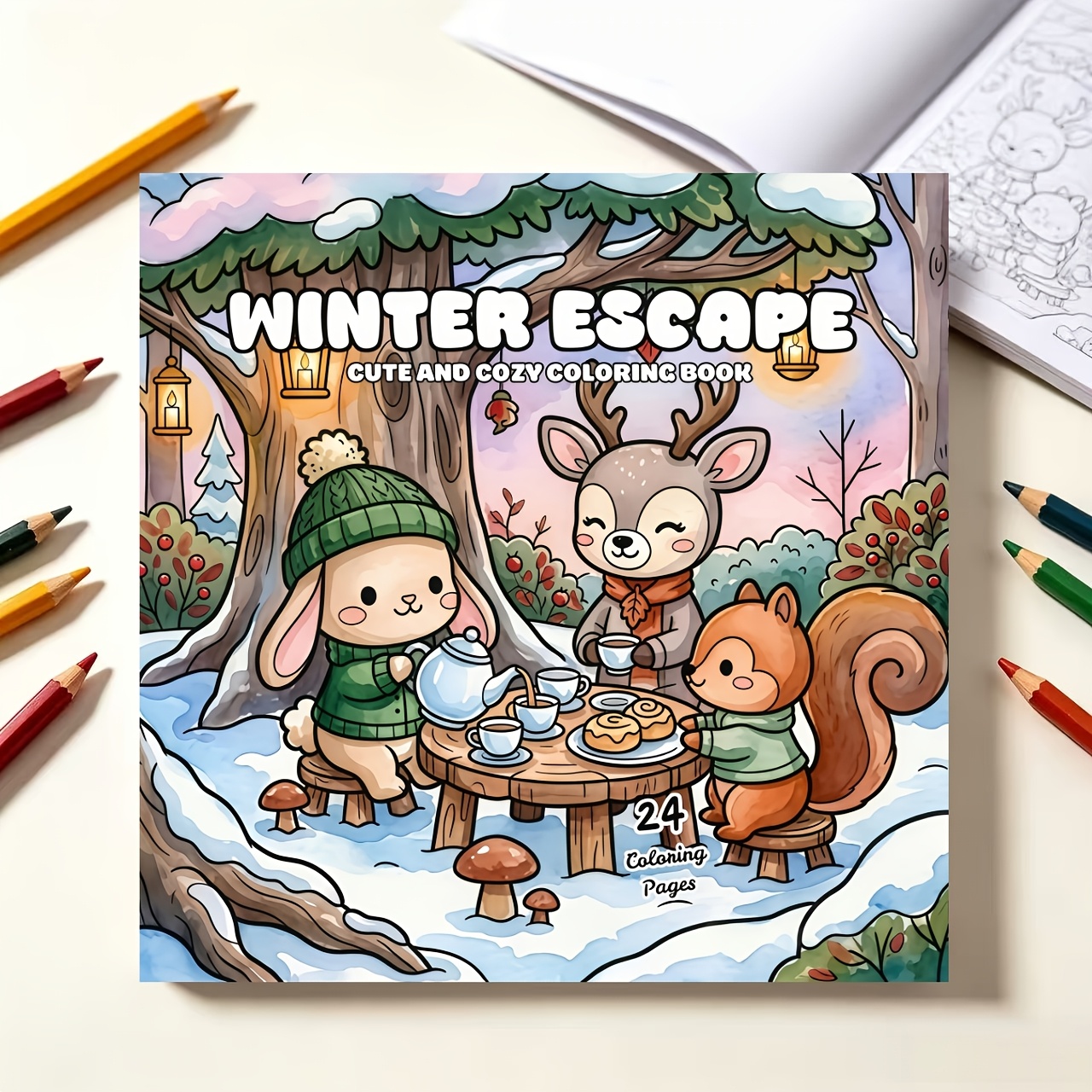 TEMU 1 Libro para colorear temático de , 24 páginas con diseños a una cara. de la y en un encantador mundo lleno de adorables mascotas, acogedoras