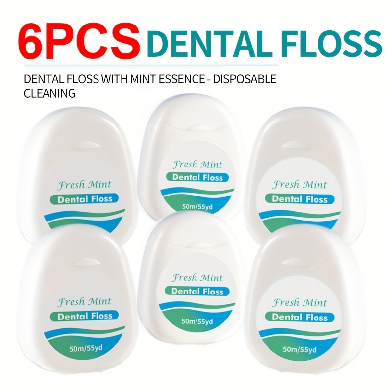 6pcs mint roll dental floss for removing plaque and food residues oral cleansing   oral care fine thread safety   intertooth cleaning supplies