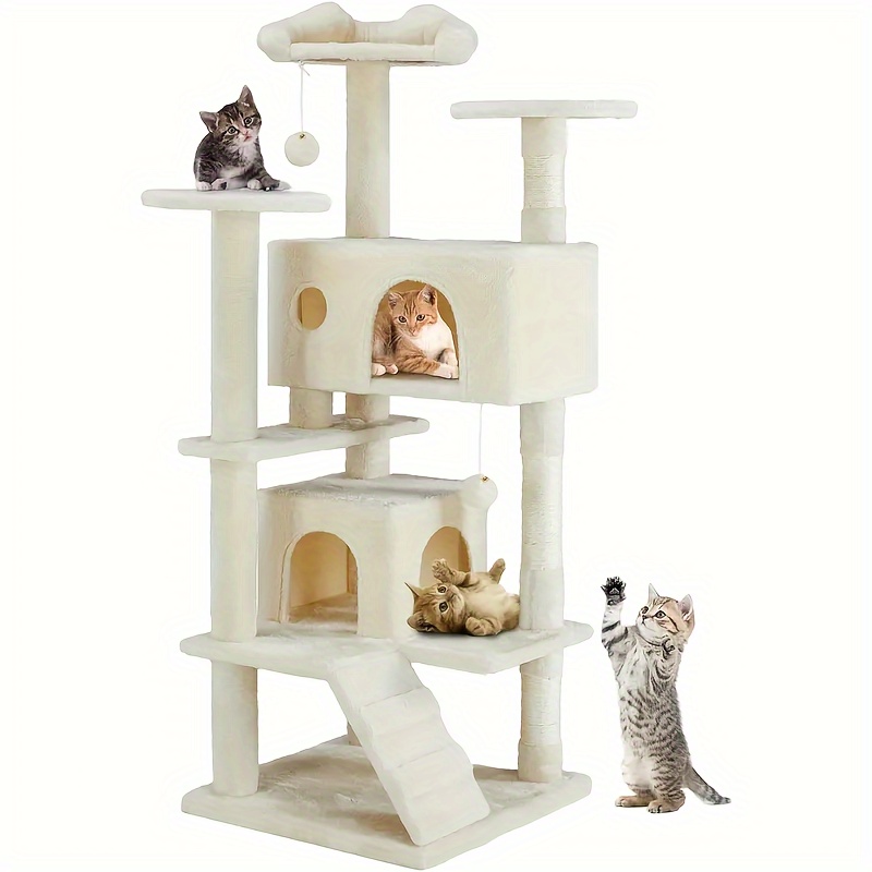 

Olixis Cat Tree Tower For Indoor Cats, 54in Tall Multi-level Pet Furniture, Stable Kitty Play House With Sisal Scratching Post, Large Condo, Climbing Ladder, Plush Toy For Kitten