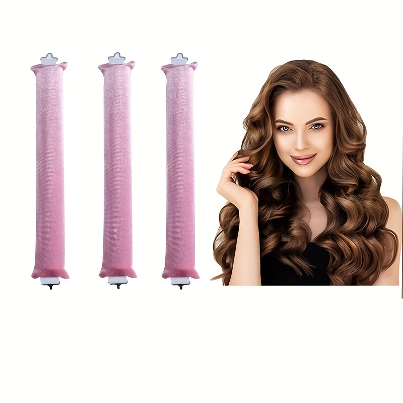 

3pcs Soft Foam No Heat Hair Rollers For Long Styling, All Hair Types, Flexi Rods With Hooks, Overnight Curling Wands Set, Easy To Use Sleep-in Hair Curlers