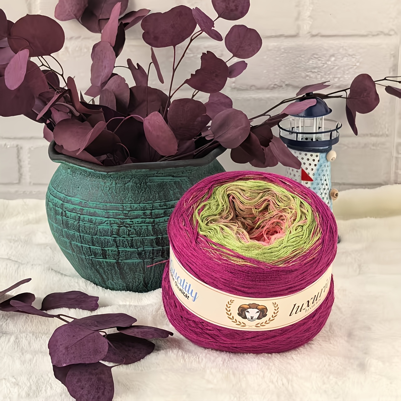300 Grams, 1500 Yards --- Multicolor Rainbow Crochet Yarn For Spring/summer Shawls And Cardigans, Suitable For 2.5-3.5mm Hooks. Crochet Hook Not Included
