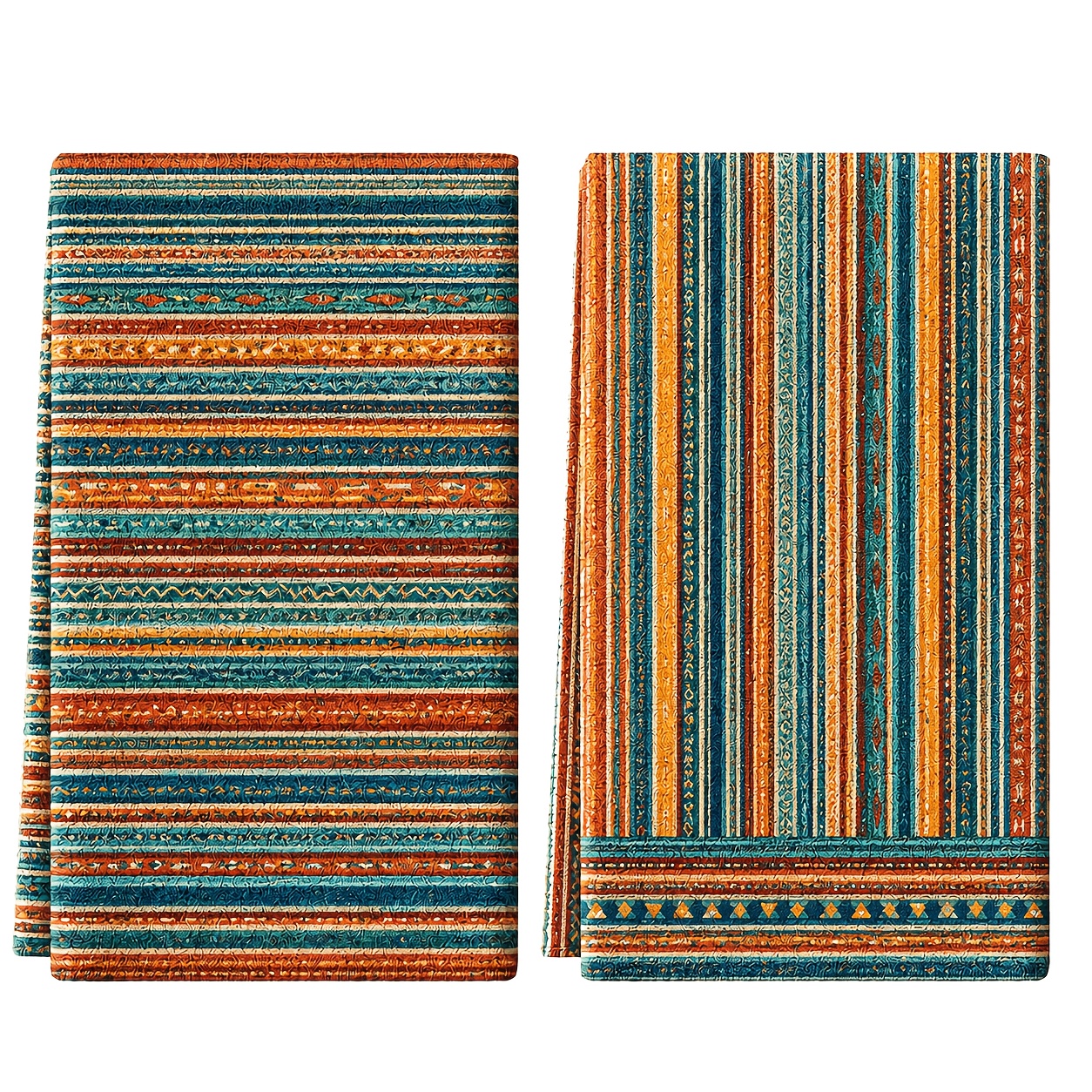 TEMU 2 chiffons de nettoyage de cuisine à rayures colorées rétro, multicolores, torchons de cuisine, essuie-mains, motif amusant, décoration de salle