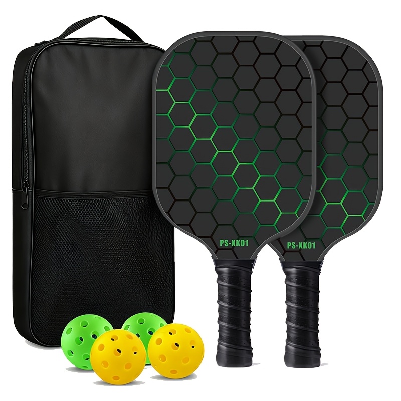 TEMU Fiberglass T700 Pickleball Tennis Racket Set, Includes 2 Rackets And 4 Balls - Heavy-duty Professional/beginner/, Durable Equipment