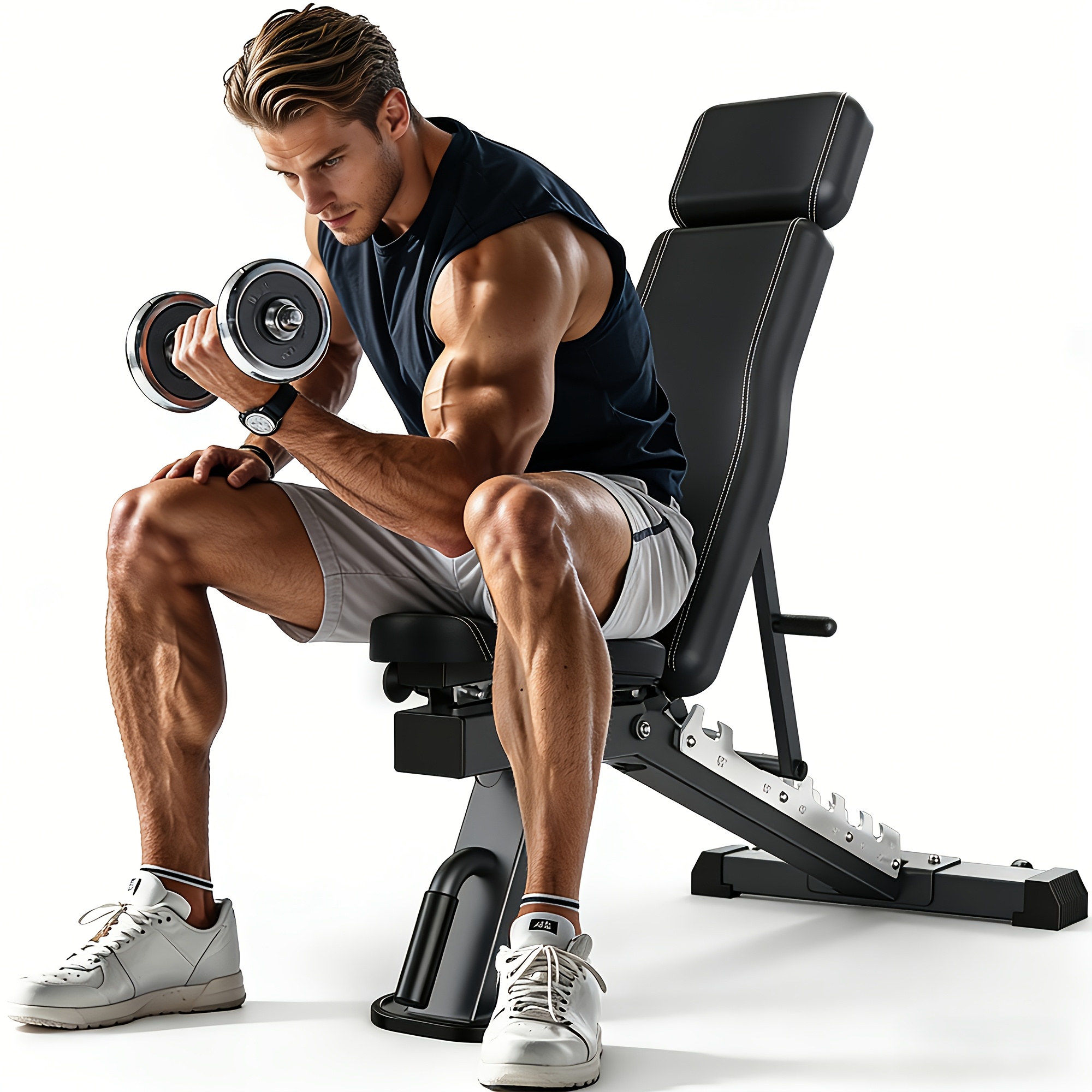 Image of Vowvit Folding Weight Bench Adjustable Multifunctional Training Bench Multifunctional Home Workout Bench Incline Bench For Full