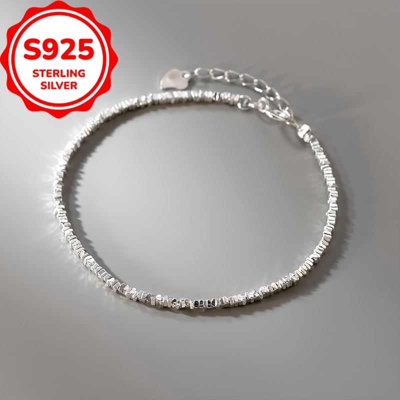 

Elegant 925 Sterling Silver Bracelet With Sparkling Irregular Beads - Casual Attire & Special Occasions, Lightweight Design, Irregular Silver, 3g Weight, S925 Silver, Party Accessory