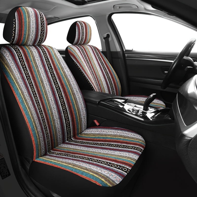 TEMU Bohemian Style Car Seat Covers Full Set (with Seat Belt Pads), Washable Breathable Car Seat Covers, Seat Universal Upholstery Covers, Fits Most
