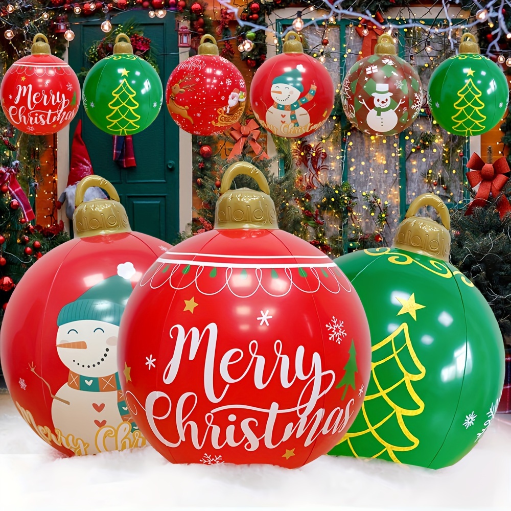 2pcs bolas de decoración navideñas inflables, adornos navideños, adornos adecuados para festivales, decoraciones de fiesta, decoraciones de  , decoraciones interiores y exteriores