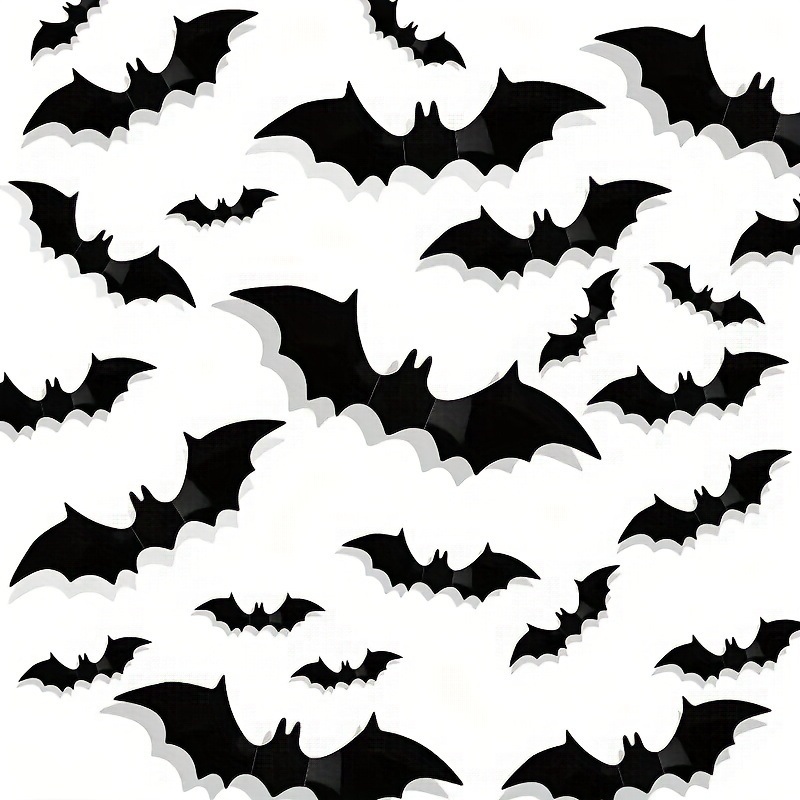 

48 Pcs Halloween Bat Decorations, , Party Supplies, For Bar Decor, Pattern, Halloween