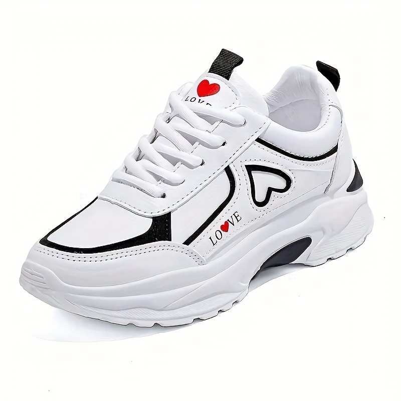 Zapatillas Bajas para Mujer con Corazón y Parte Superior - Ligeras, Casuales con Cordones, Ideales para Uso Diario, Oficina y Cada Día - Suela Duradera y Acolchada (Lavado a Mano), Calzado para Mujer