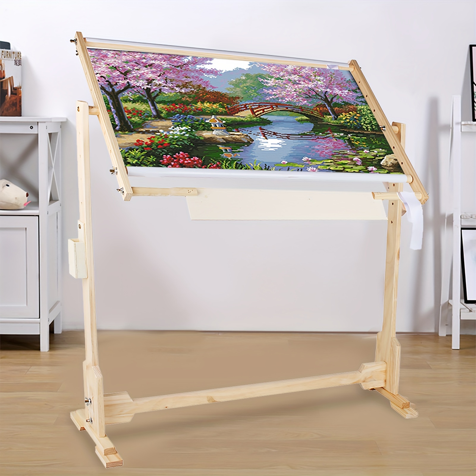 

80cm/31.5" Adjustable Switch Tapestry Floor Stand Tabletop Wooden Frames Embroidery For Arts Crafts Sewing Needlework Supplies