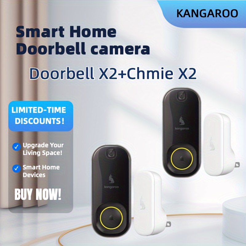 

2 Sets, Camera - Wireless Outdoor Camera Doorbell, 2.4g Wifi , Intelligent Detection Local Storage Subscription Free Front Door Camera Home Security, Custom Chime,