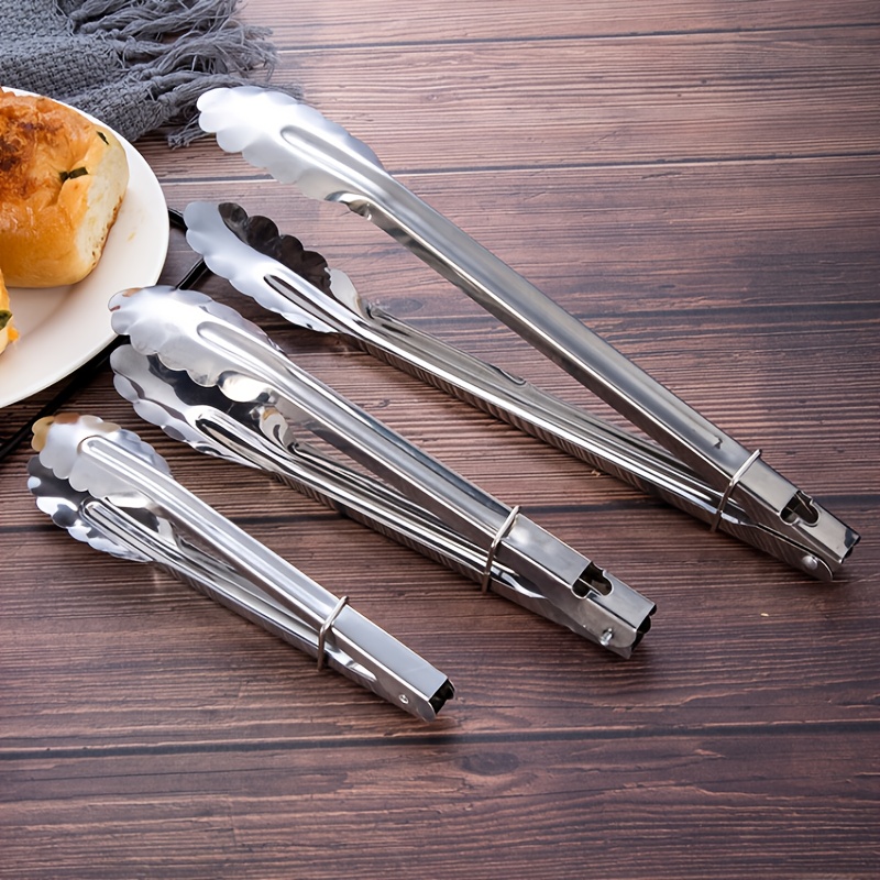 TEMU 3pcs 3pcs Food Tongs, Compact And Multifunctional Stainless Steel Food Tongs, Bbq Tongs, Steak Tongs, Salad Tongs, Bbq Tongs, Food Tongs, Buffet