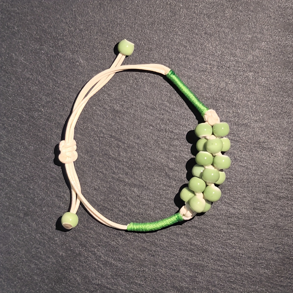 Boho Adjustable Bracelet with Red Ceramic Beads - Ethnic Style Women's Jewelry