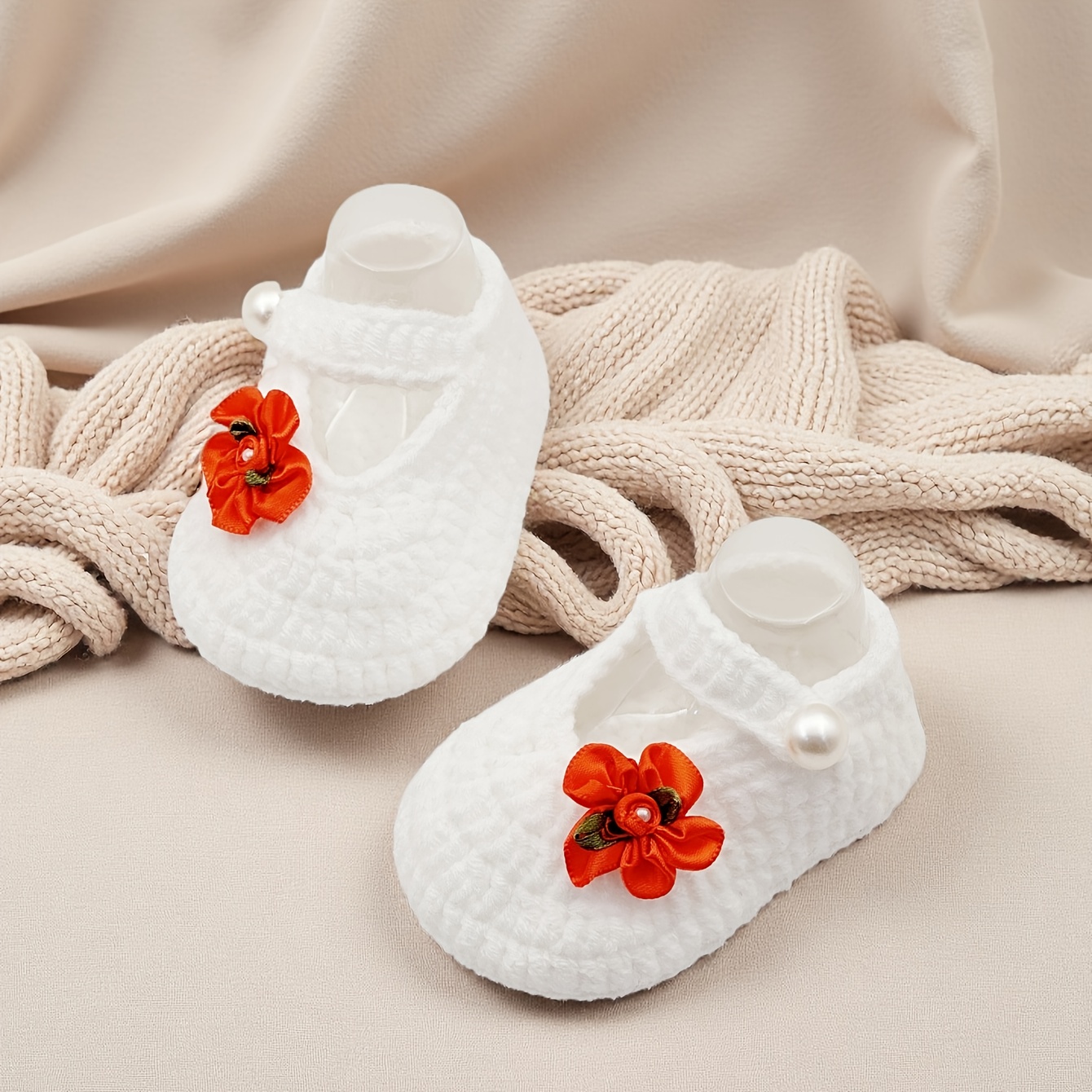 handcrafted crochet baby girl shoes colorful flower accents Temu