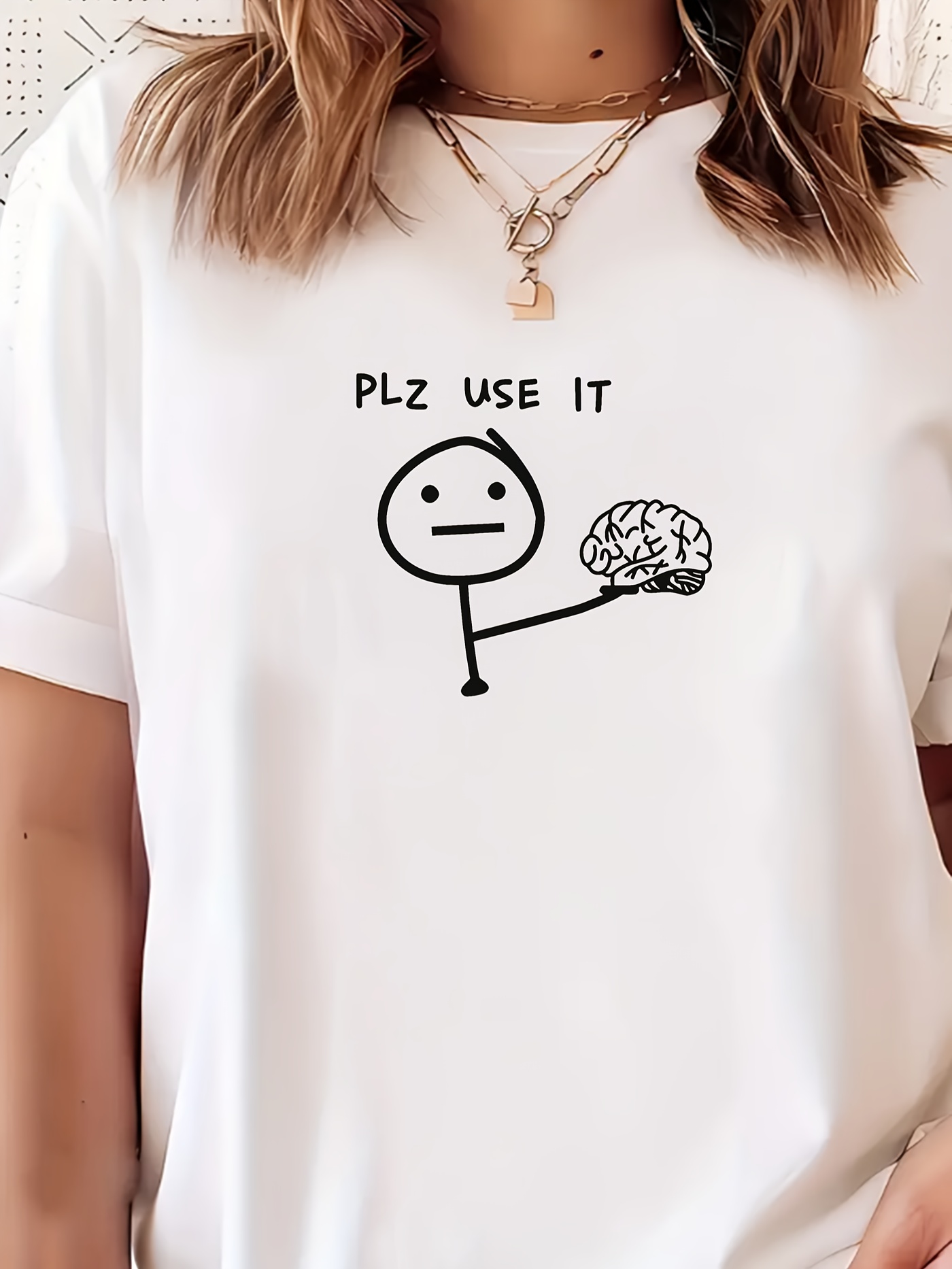 camiseta casual manga corta mujer estampado divertido 