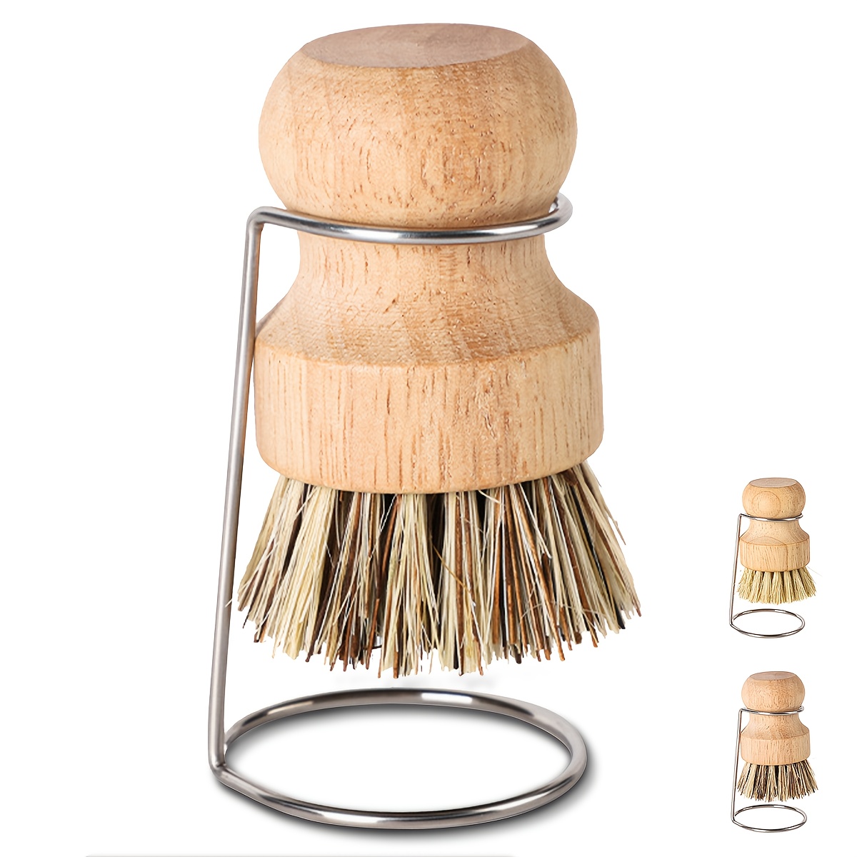 

Dish Cleaning Brush With A Stainless Steel Holder, Made Of Wood, Featuring Sisal Or Palm Bristles, Ideal For Scrubbing Dishes, Sinks, And .