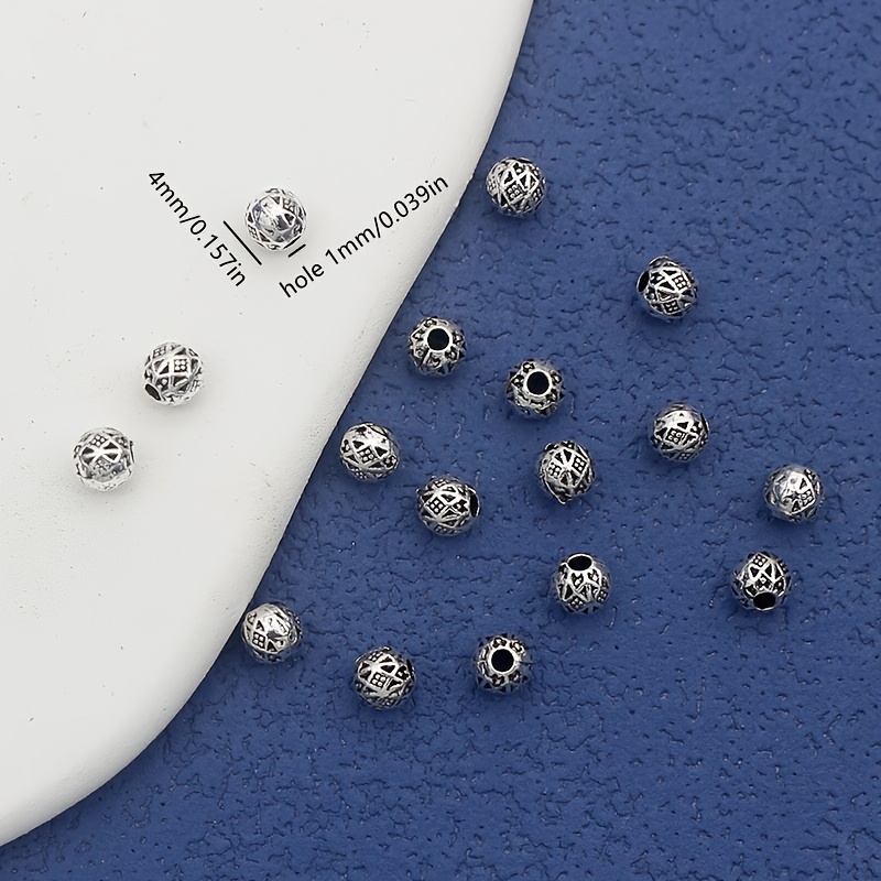 30pcs Mini Patterned Round Beads for Jewelry Making