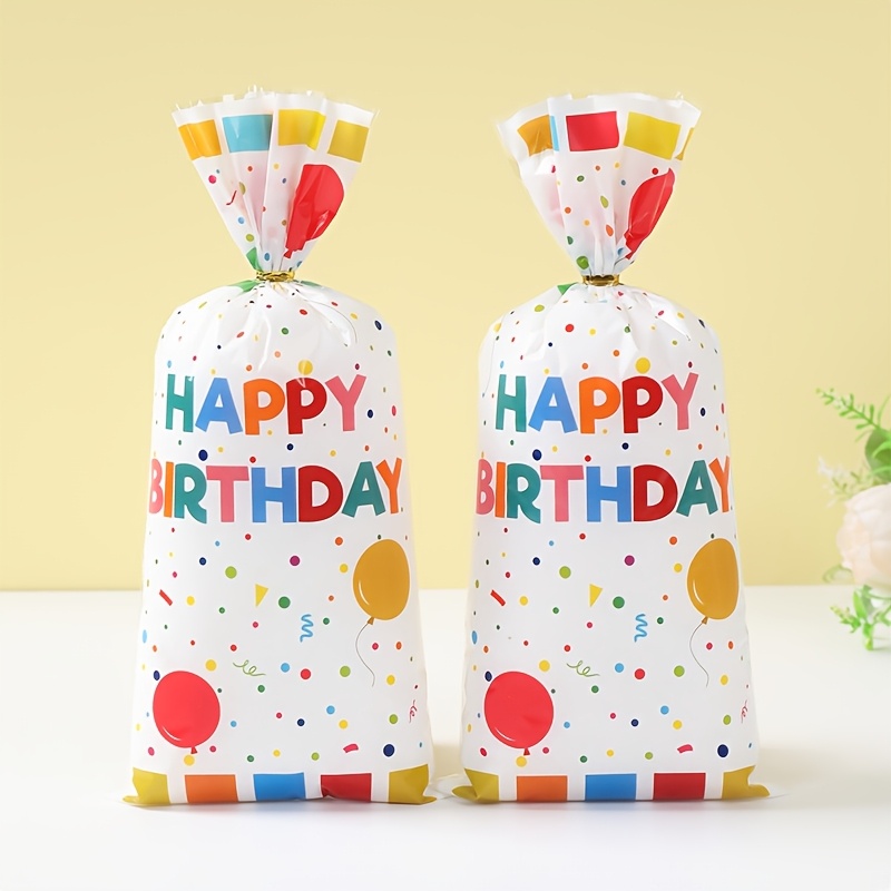 

25/50/100pcs, Polka Dot Birthday Candy Bag, Plastic Polka Dot Cellophane Candy Bags Gift Bags With Twist Ties, Birthday Party Favors Bag Decorations