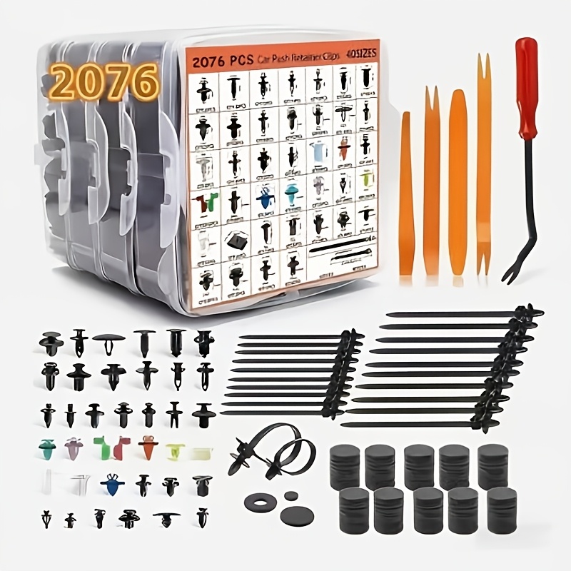 TEMU 2076pcs Clip-on Car Bumper Door Panel Fender Set With 26 Types Of Auto Repair Tools, Complete Disassembly Tool Kit