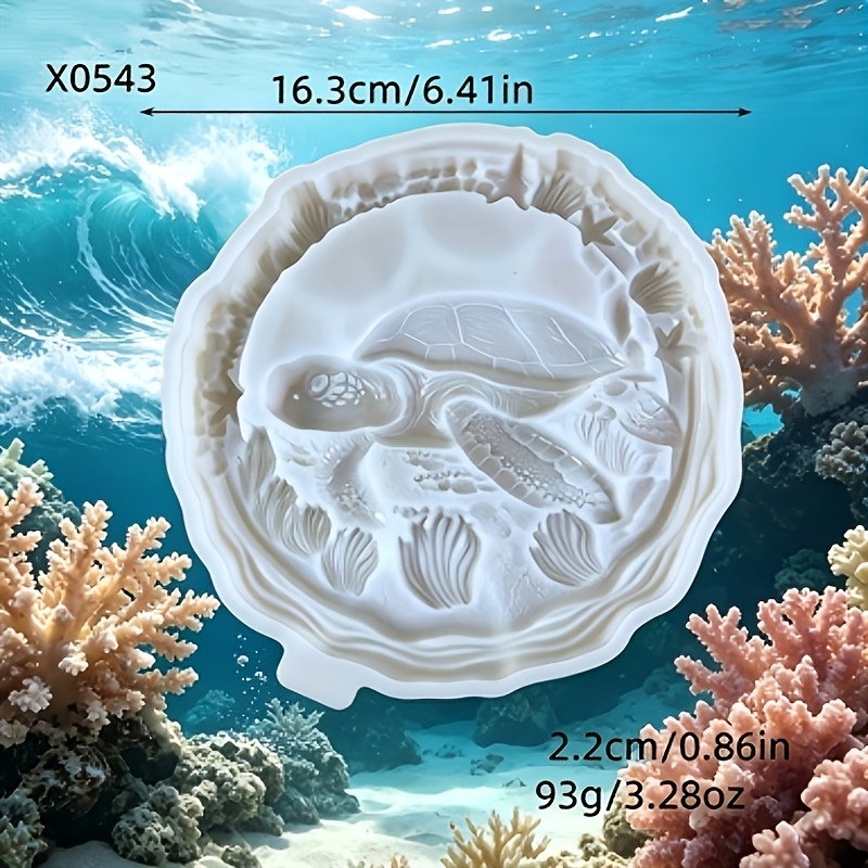 TEMU Moule en silicone résine Semi-3D Série Océan Tortue Nageant Étoile de mer Irrégulière Décoration Murale Suspendue Moule en silicone Fait Main