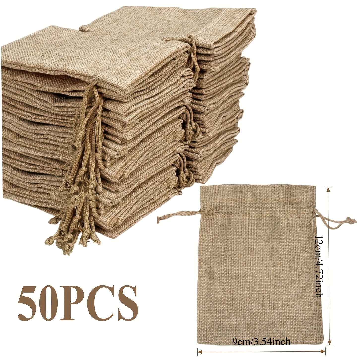 TEMU Regalo para Ella/Él, Bolsas de Regalo Naturales con Cordón de 25/50 Piezas, Disponibles en Tamaños de 9cm*12cm y 10cm*14cm. Bolsas Reutilizables